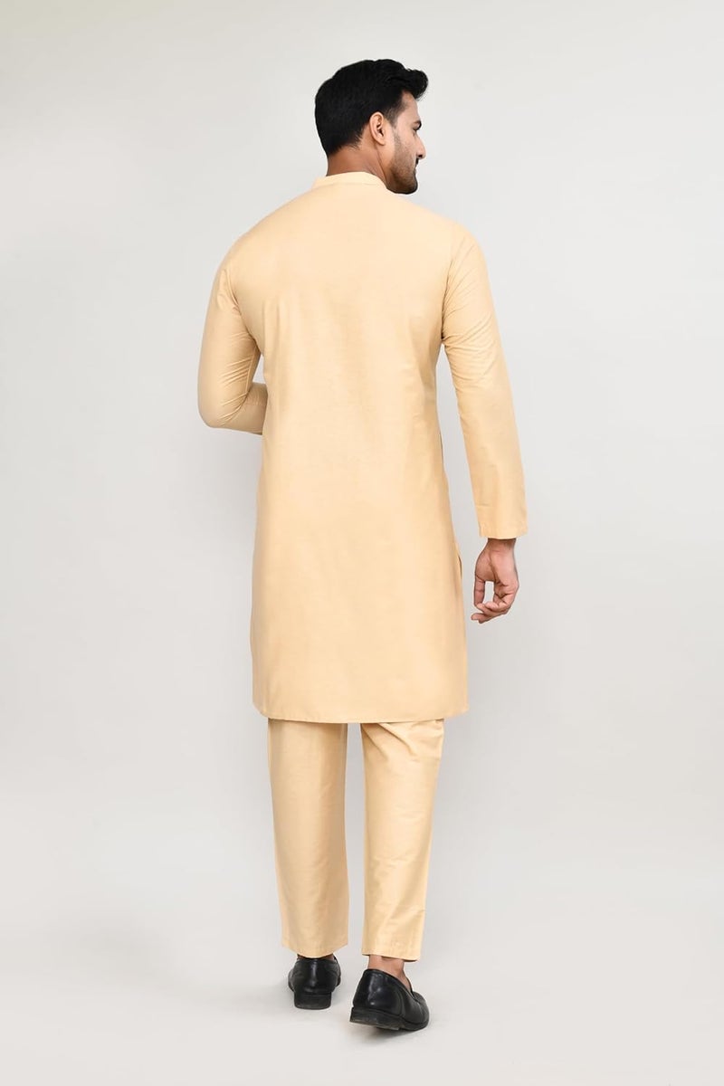 POLY2FAB Hathkargha Men's Cotton Regular Fit Kurta Pyjama Set - Ethnic Wear with Mandarin Collar & Full Sleeves - Image 2
